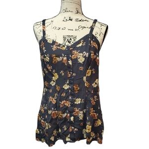 NAME YOUR PRICE • Torrid Gray Floral Button Down Camisole Tank Top Adjustable